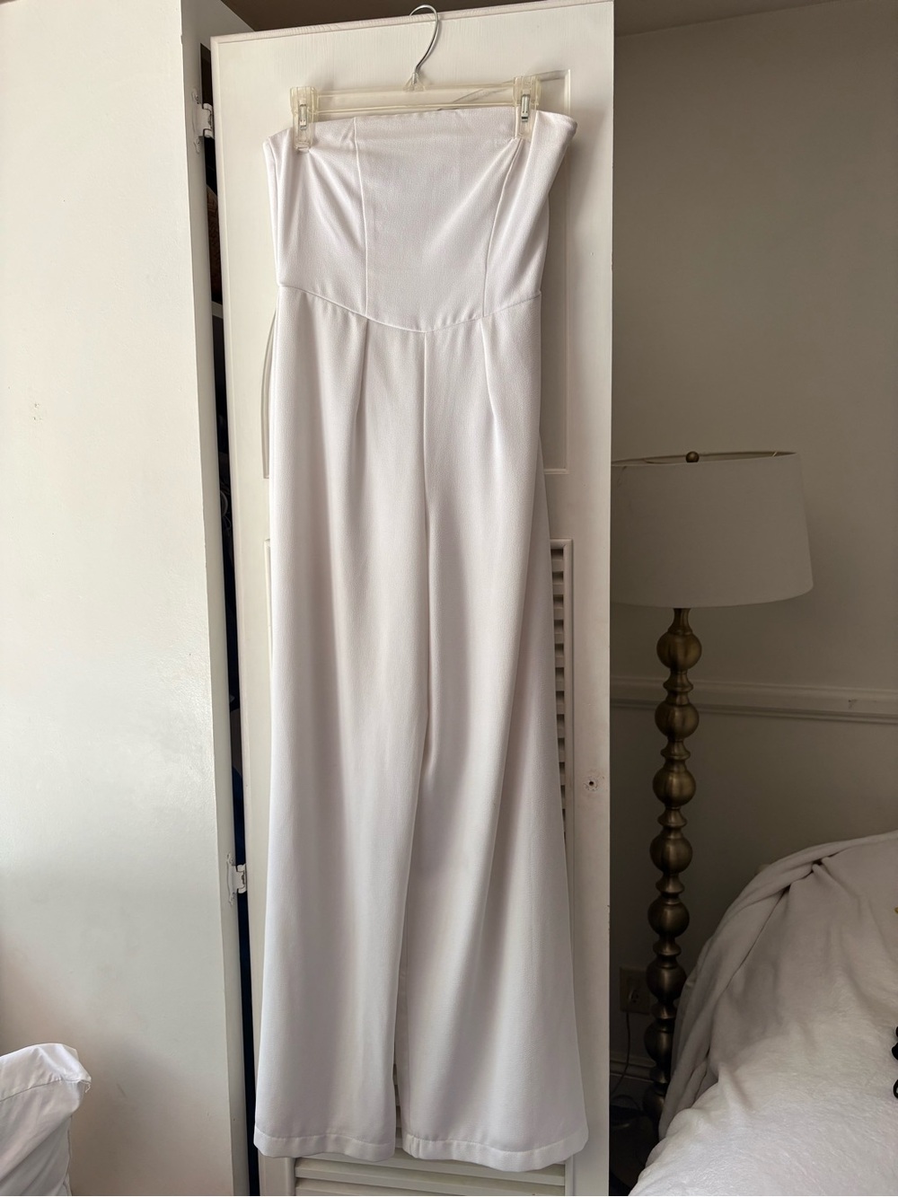 Wild Fable Strapless White Wide-Leg Jumpsuit